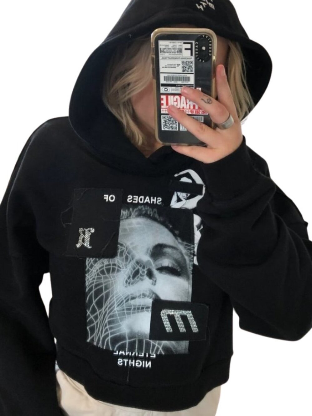 Kith x MISBHV Eternal Nights Cropped Hoodie Sweatshirt Women XS Black Streetwear